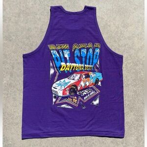 Vtg 90s Daytona Beach Racecar Tank Top Purple Eagle USA Made (L)